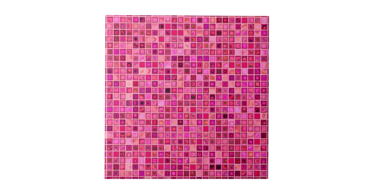 Shades Of Dark Pink 'Watery' Mosaic Tile Pattern | Zazzle