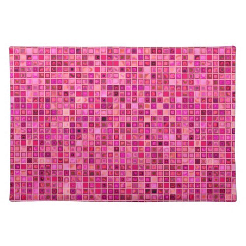 Shades Of Dark Pink Watery Mosaic Tile Pattern Placemat