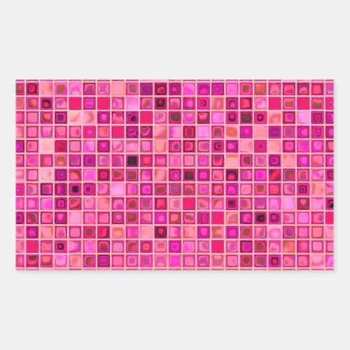 Shades Of Dark Pink Watery Mosaic Tile Pattern Rectangular Sticker