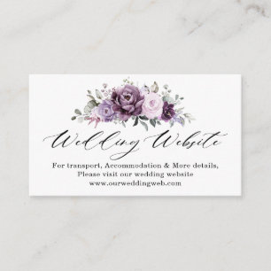 Shades of Dusty Purple Bloom Moody Wedding Website Enclosure Card