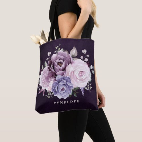 Shades of Dusty Purple Blooms Bridesmaid Tote Bag