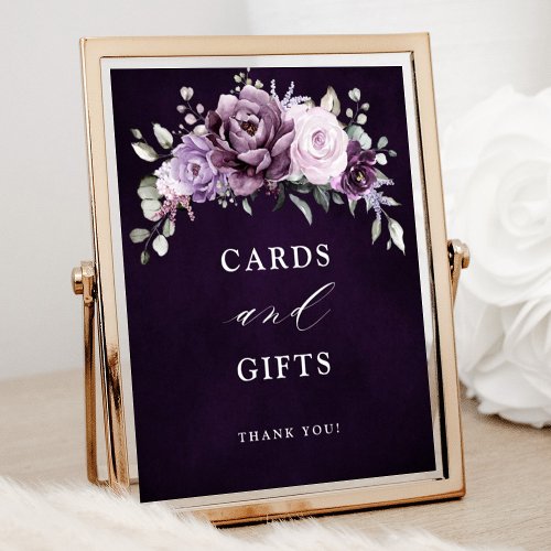 Shades of Dusty Purple Blooms cards and gifts Sign
