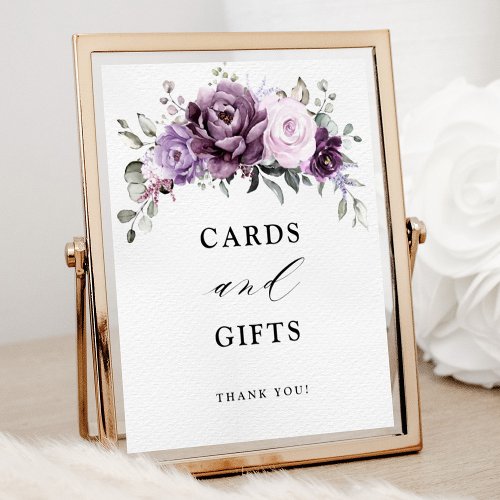 Shades of Dusty Purple Blooms cards and gifts Sign