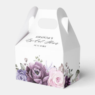 Shades of Dusty Purple Blooms Floral Bridal Shower Favor Boxes