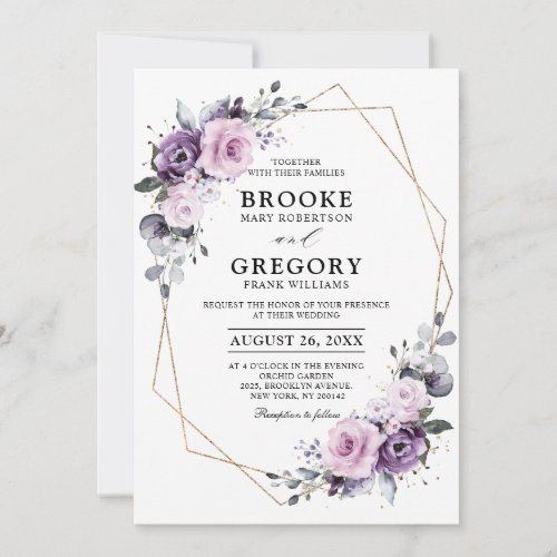 Shades of Dusty Purple Blooms Geometric Wedding