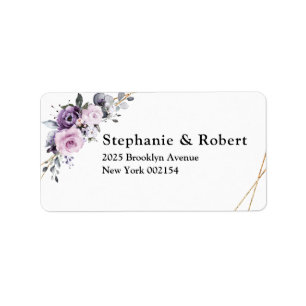 Shades of Dusty Purple Blooms Geometric Wedding Label