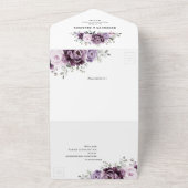 Shades of Dusty Purple Blooms Moody Floral Wedding All In One Invitation (Outside)