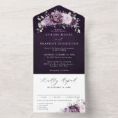 Shades of Dusty Purple Blooms Moody Floral Wedding All In One Invitation (Inside)