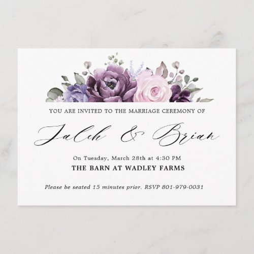 Shades of Dusty Purple Blooms Moody Floral Wedding Enclosure Card