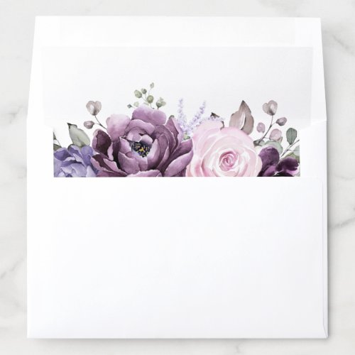Shades of Dusty Purple Blooms Moody Floral Wedding Envelope Liner