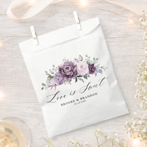 Shades of Dusty Purple Blooms Moody Floral Wedding Favor Bag