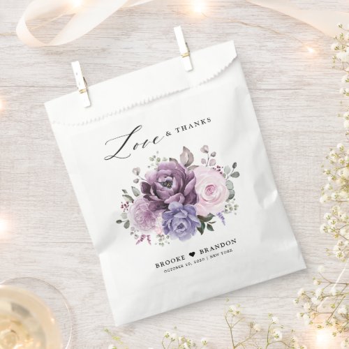 Shades of Dusty Purple Blooms Moody Floral Wedding Favor Bag