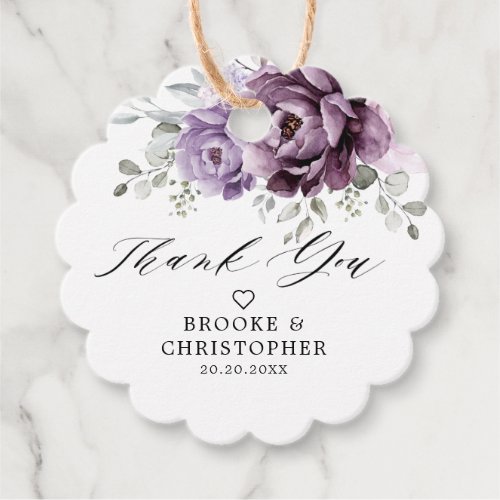 Shades of Dusty Purple Blooms Moody Floral Wedding Favor Tags