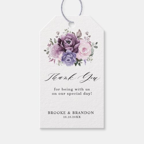 Shades of Dusty Purple Blooms Moody Floral Wedding Gift Tags