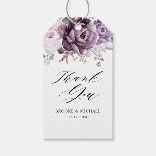 Shades of Dusty Purple Blooms Moody Floral Wedding Gift Tags