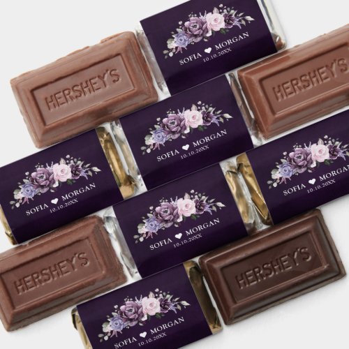 Shades of Dusty Purple Blooms Moody Floral Wedding Hershey's Miniatures