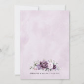 Shades of Dusty Purple Blooms Moody Floral Wedding Invitation (Back)