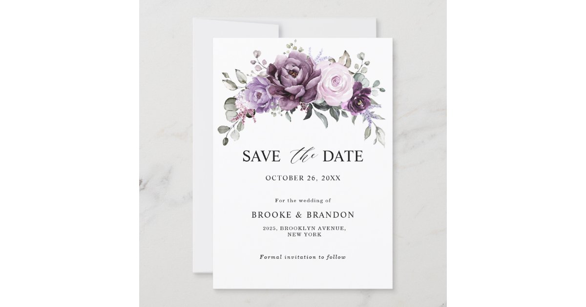 Pink And Purple Floral Wedding Save The Date Cards Pink And Purple Floral Wedding Save The Date Cards