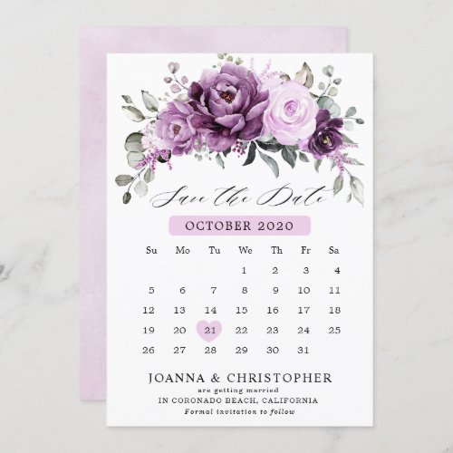 Shades of Dusty Purple Blooms Moody Floral Wedding Save The Date