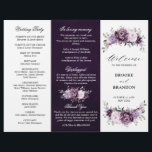 Shades of Dusty Purple Blooms Wedding Program<br><div class="desc">Elegant and modern floral midsummer wedding program features a bouquet of watercolor roses peonies in shades of purple plum, dusty rose, dusty pink , mauve, sage with lush green botanical leaves and eucalyptus. Please find more matching designs and variations from my "blissweddingpaperie" store. And feel free to contact me for...</div>