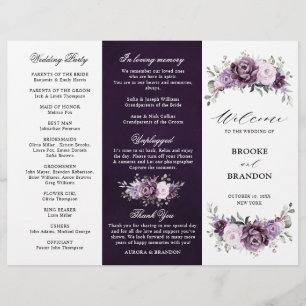 Shades of Dusty Purple Blooms Wedding Program