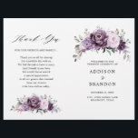 Shades of Dusty Purple Blooms Wedding Program<br><div class="desc">Elegant and modern floral midsummer wedding program features a bouquet of watercolor roses peonies in shades of purple plum, dusty rose, dusty pink , mauve, sage with lush green botanical leaves and eucalyptus. Please find more matching designs and variations from my "blissweddingpaperie" store. And feel free to contact me for...</div>
