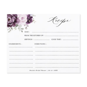 Shades of Dusty Purple Blooms Wedding Recipe card