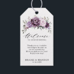 Shades of Dusty Purple Blooms Wedding Welcome Gift Tags<br><div class="desc">Elegant and modern floral midsummer wedding welcome favor tag features a bouquet of watercolor roses peonies in shades of purple plum, dusty rose, dusty pink , mauve, sage with lush green botanical leaves and eucalyptus. Please find more matching designs and variations from my "blissweddingpaperie" store. And feel free to contact...</div>