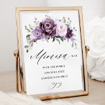 Shades of Dusty Purple Bridal Shower Mimosa Bar Poster<br><div class="desc">Elegant and modern floral midsummer mimosa bar sign features a bouquet of watercolor roses peonies in shades of purple plum, dusty rose, dusty pink , mauve, sage with lush green botanical leaves and eucalyptus. Please find more matching designs and variations from my "blissweddingpaperie" store. And feel free to contact me...</div>