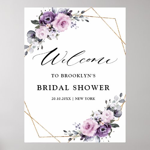 Shades of Dusty Purple Bridal Shower Welcome Poster