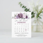 Shades of Dusty Purple Calendar Save the date Postcard (Standing Front)