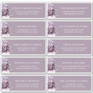Shades of dusty Purple Plum Wedding Guest Address  Sticker