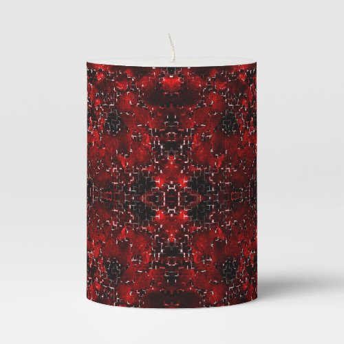 Shades of foliated red with white dotted  pillar candle