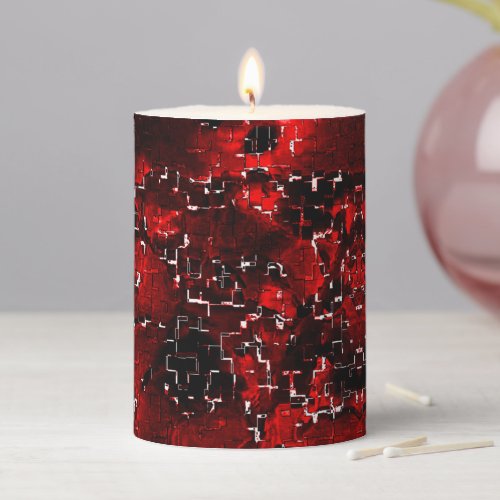 Shades of foliated red with white dotted strong pillar candle