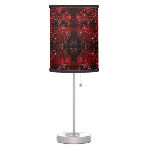 Shades of foliated red with white dotted throw pil table lamp