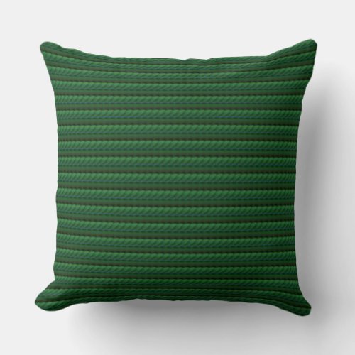 Shades of Forest Green Braid Print Throw Pillow