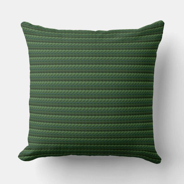 Shades of Forest Green Braid Print Throw Pillow (Front)