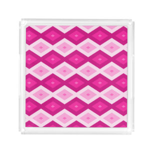 Shades of fuchsia diamond pattern acrylic tray