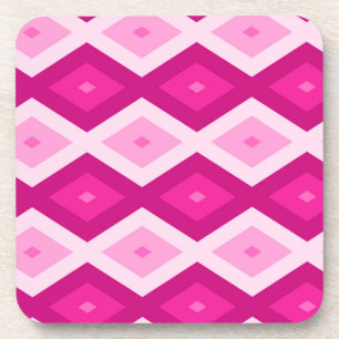 Shades of fuchsia diamond pattern beverage coaster