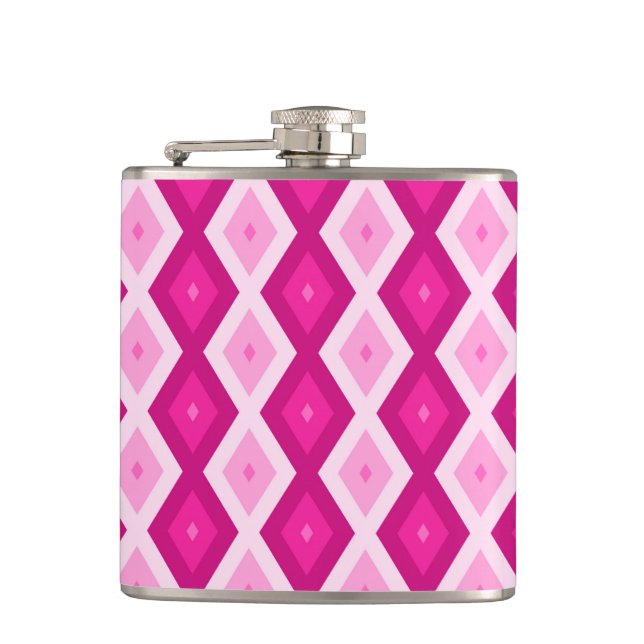 Shades of fuchsia diamond pattern flask (Front)
