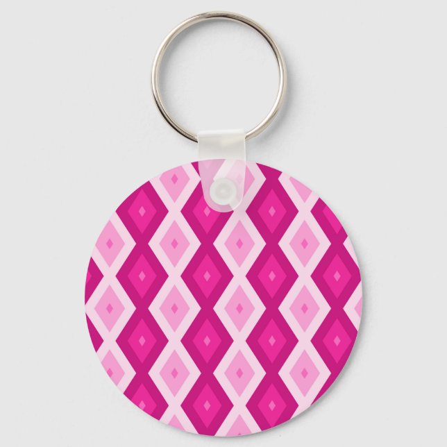 Shades of fuchsia diamond pattern keychain (Front)