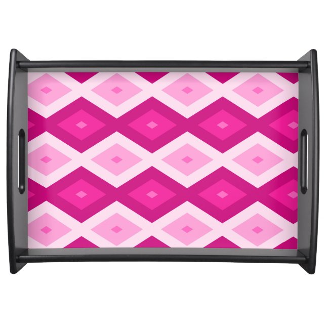 Shades of fuchsia diamond pattern serving tray (Front)