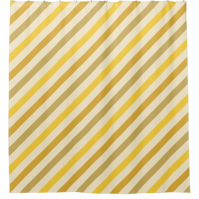 Shades of Gold Diagonal Stripe Modern Shower Curtain (Front)