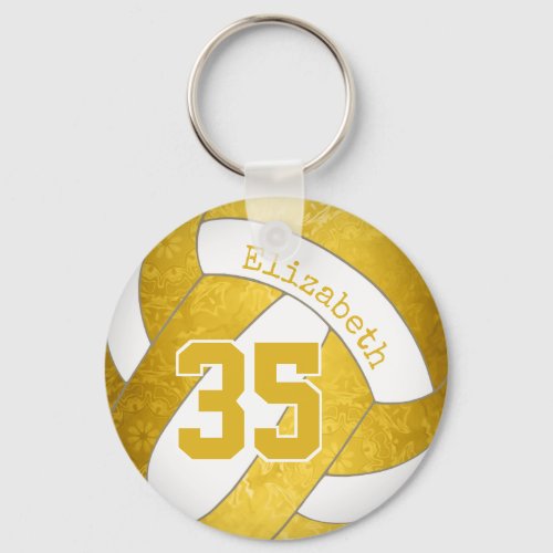 shades of gold personalized girly volleyball keychain