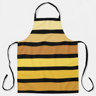 Shades Of Golden Yellow Stripes On Black Apron