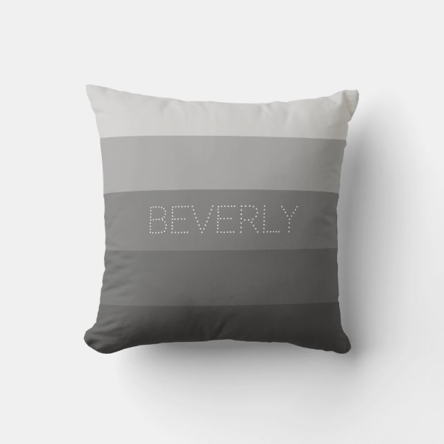 Shades Of Gray, 5 Colors, Personalized Name Throw Pillow (Front)