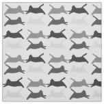Shades of Gray Acrobat Cats on Light Gray Fabric