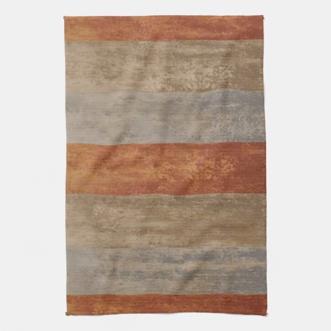 Shades of Gray and Orange Ombre Striped Kitchen Towel (Vertical)