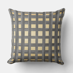 Shades of Gray and Yellow Plaid Outdoor Pillow