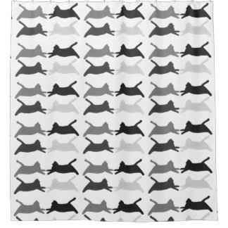 Shades of Gray & Black Acrobat Cats Shower Curtain